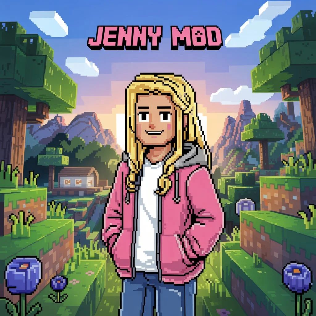 Jenny Mod Minecraft character in action for mobile.